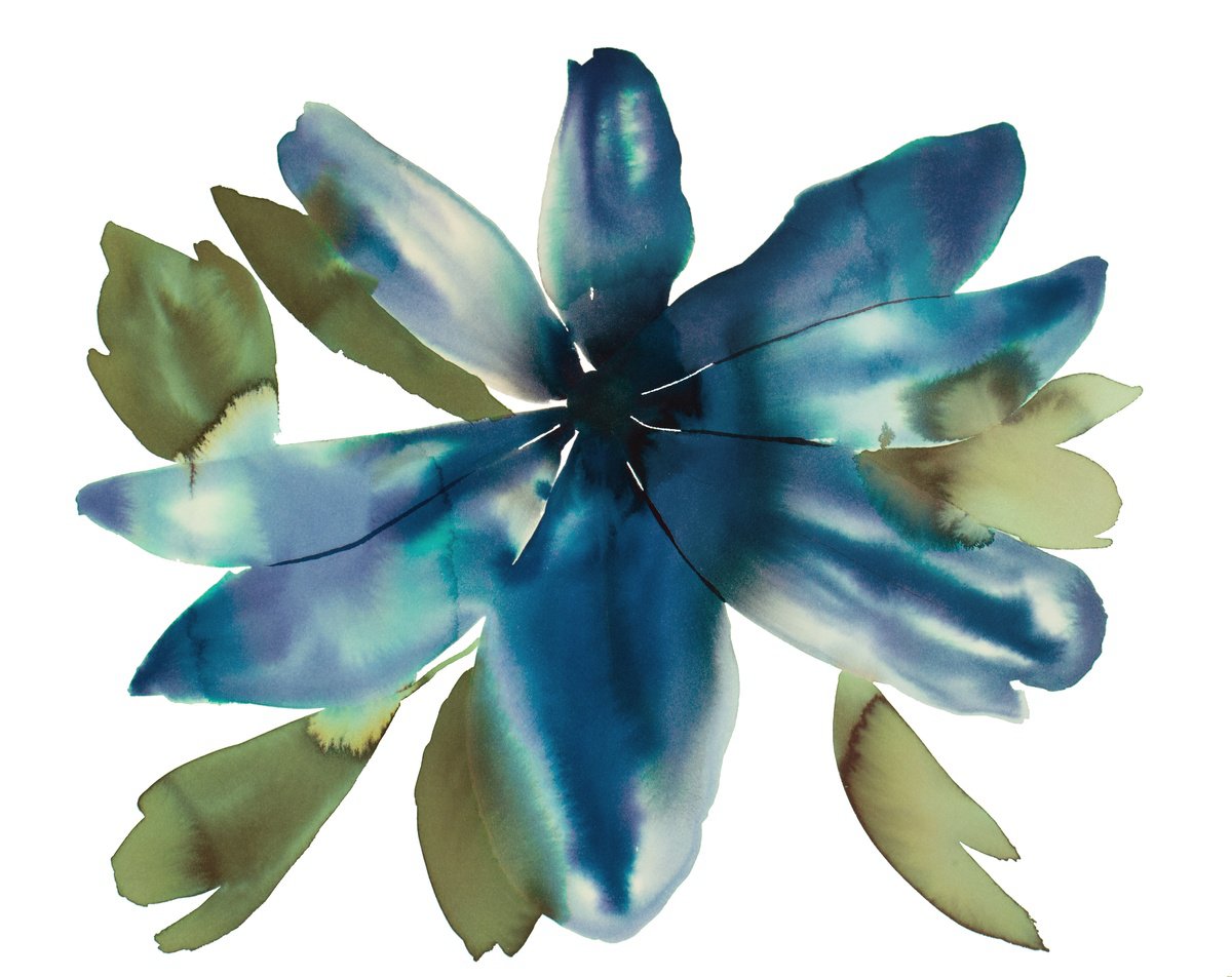 Expressive Botanical Watercolour By Elizabeth Becker, 20 X 16, Anemone No. 8, Original Artwork