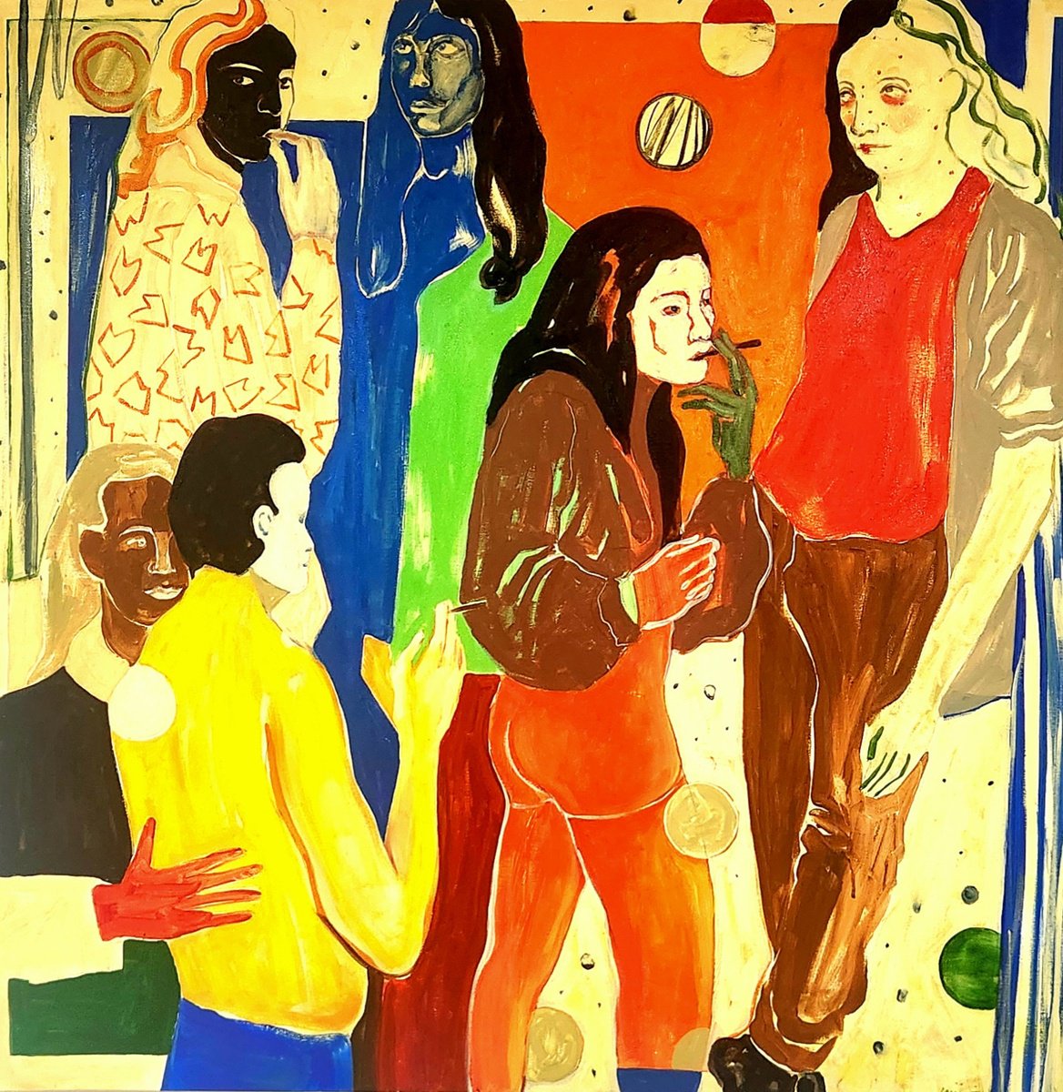 Expressive Portrait Oil Painting By Anahita Amouzegar, 41 X 41, Passage, Original Artwork