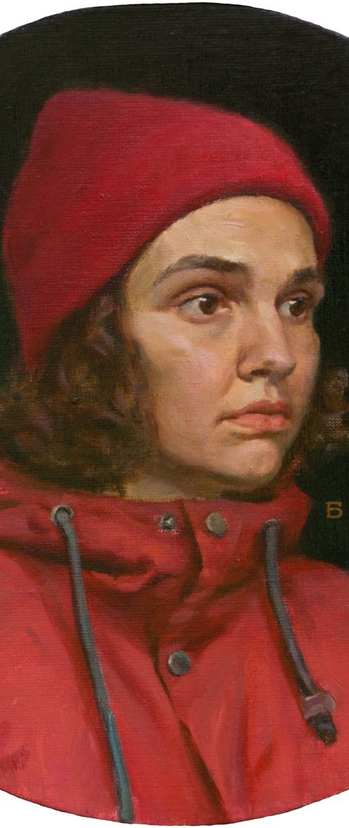 Self-Portrait in a Red Hat by Anastasia Borodina