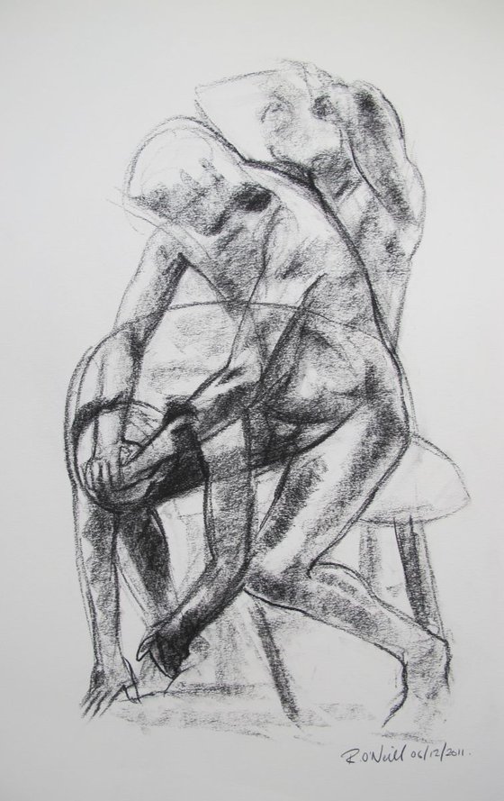 seated male nude