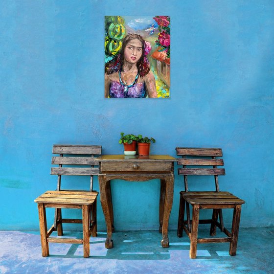 Tahitian Women, 40*50, impressions of Paul Gauguin, impressionistic oil portrait painting
