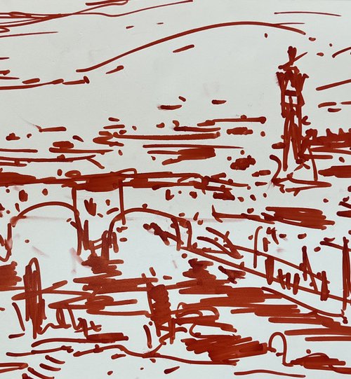 The Balcony of Florence 2023 sketch 30x67cm by Altin Furxhi