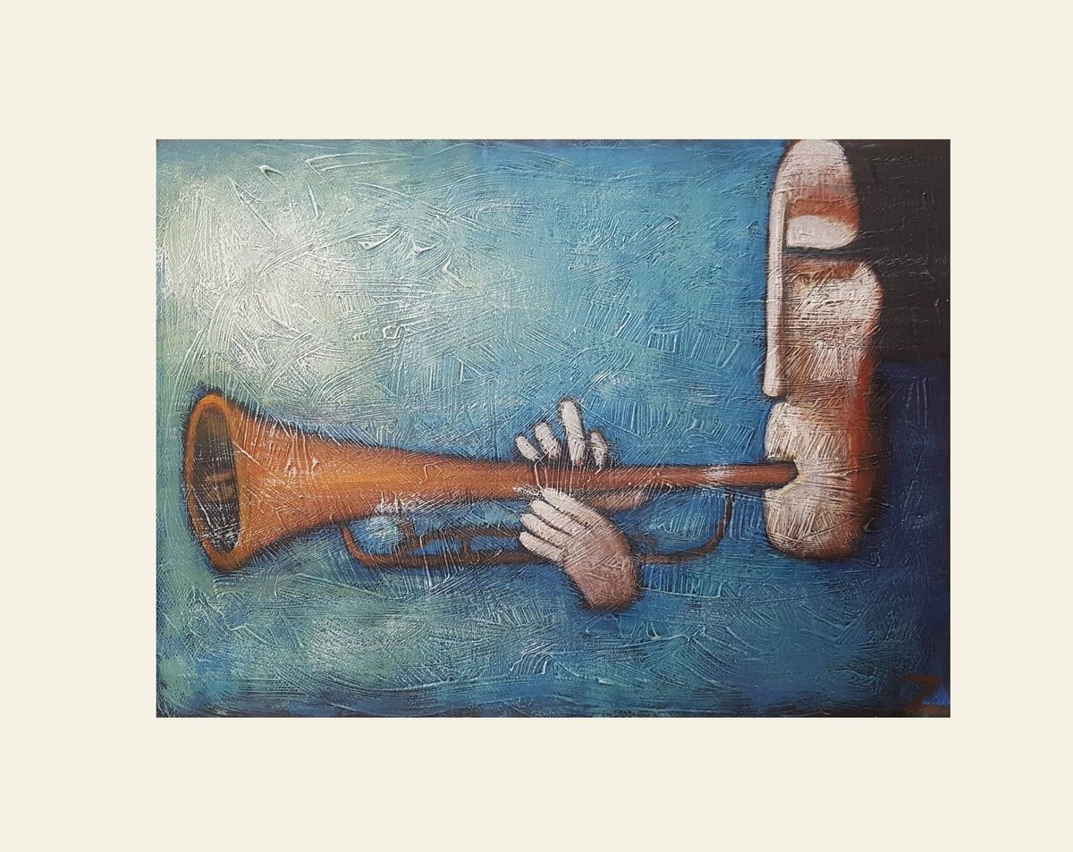 Surrealistic Portrait Acrylic Painting By Zhana Viel, 17 X 12", Trabka Iii, Original Artwork