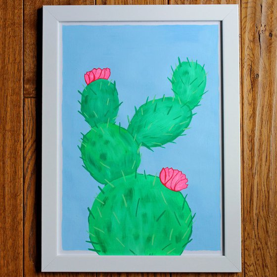 Cactus 1 Pop Art Painting On Unframed A3 Paper