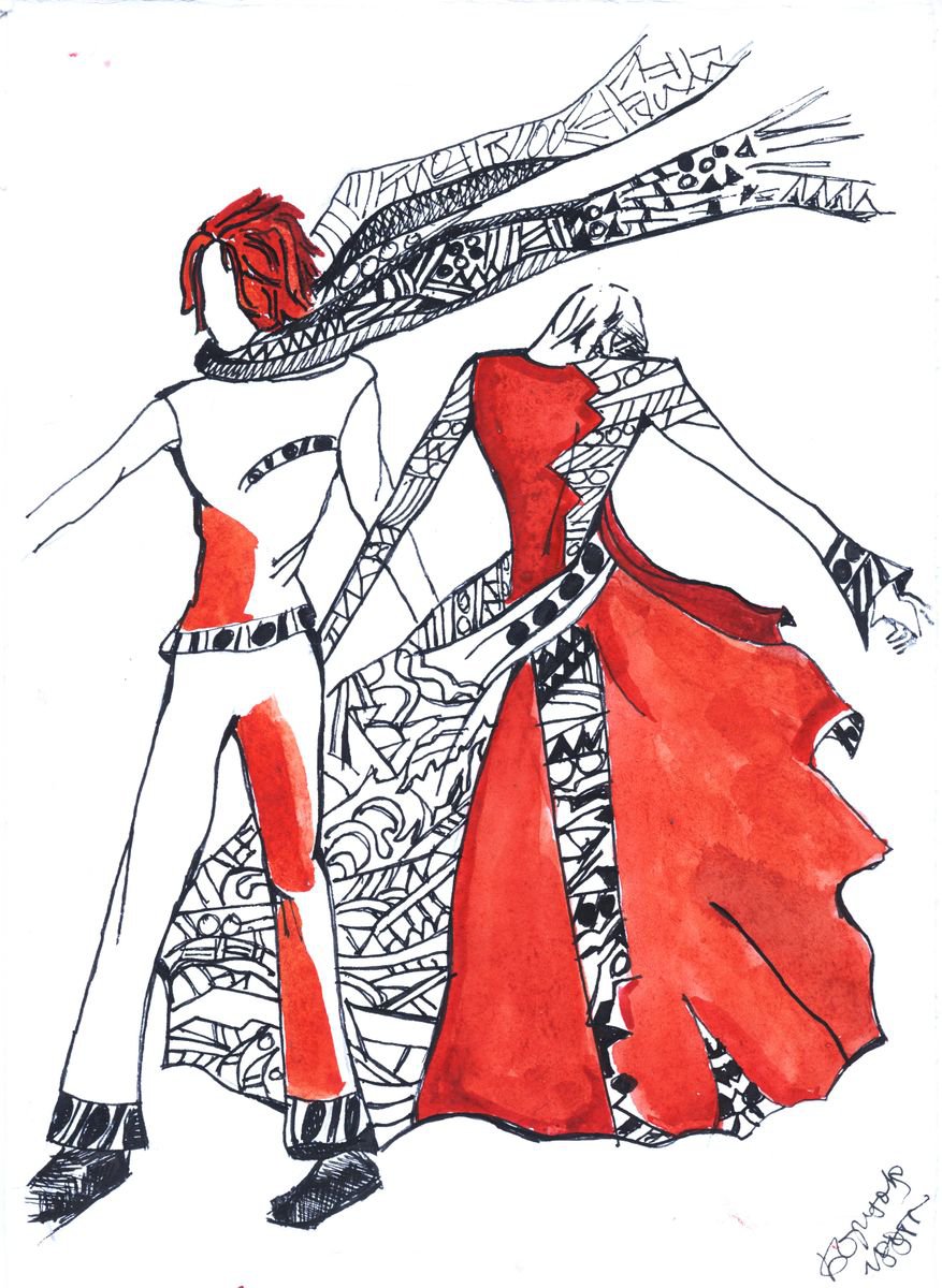 Graphic Portrait Ink Drawing By Kateryna Bortsova, 8 X 12", Graphic Art Unity And Contrast, Original Artwork