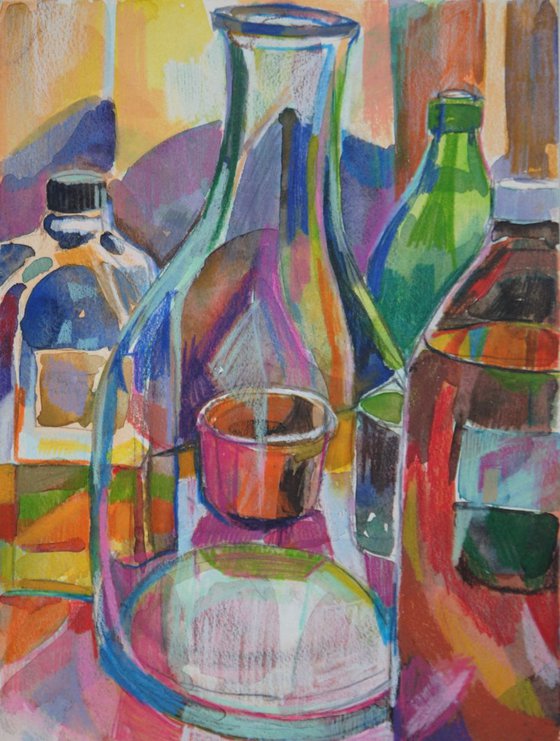 Bottles / Still life ( 30,3 x 22, 7 cm)