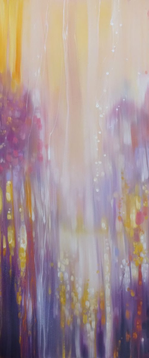 Fabian Waits - semi abstract landscape in yellow and purple by Gill Bustamante