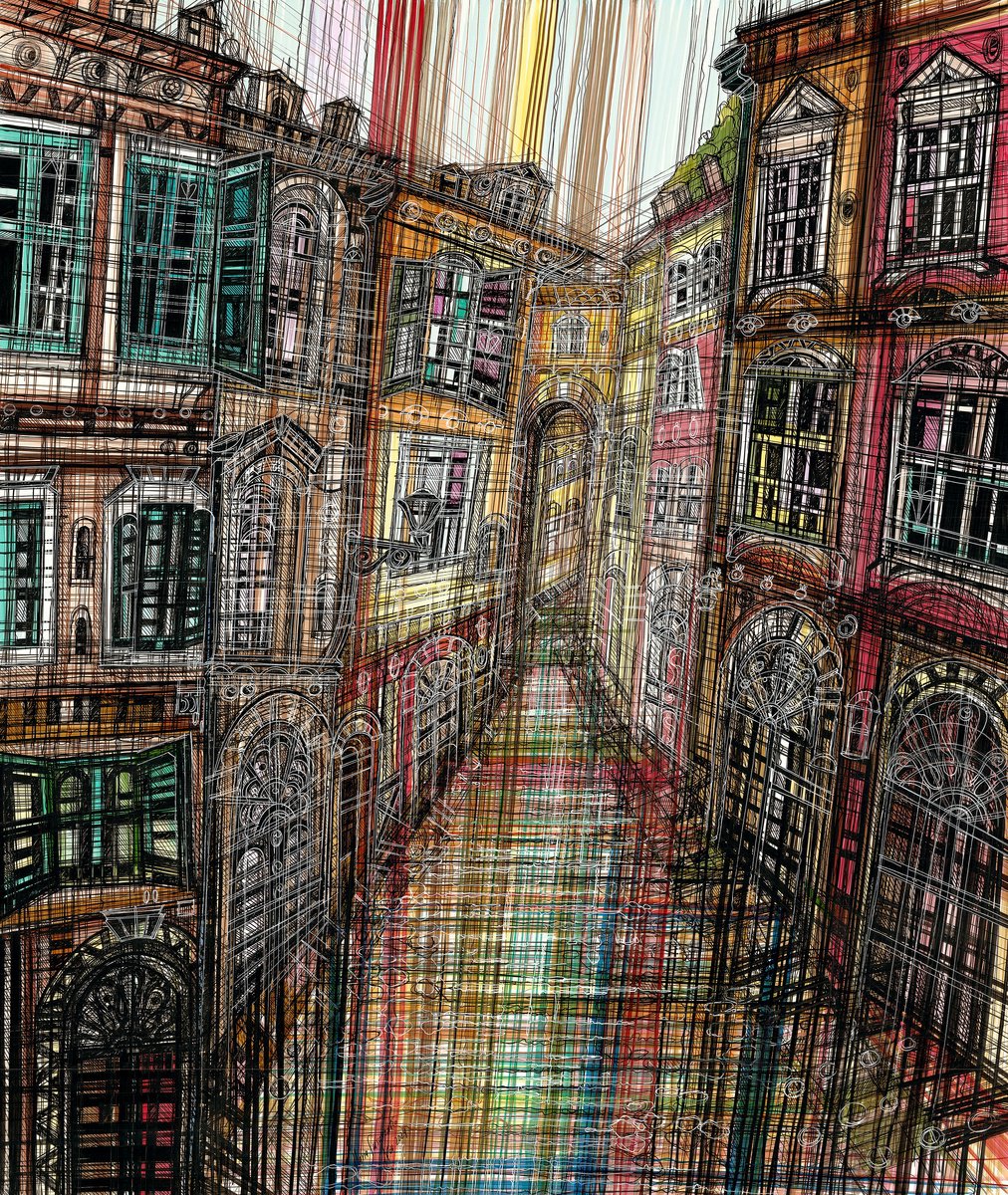 Impressionistic Cityscapes Drawing By Maria Susarenko, 20 X 24", Trastevere. Rome, Original Artwork