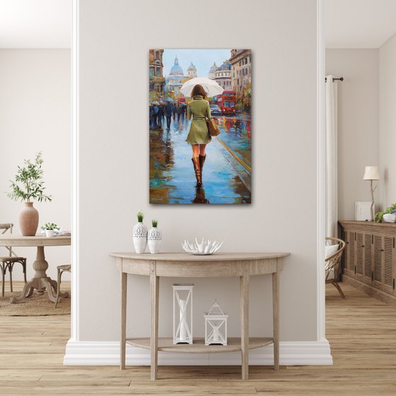 A Rainy Day in London Streets