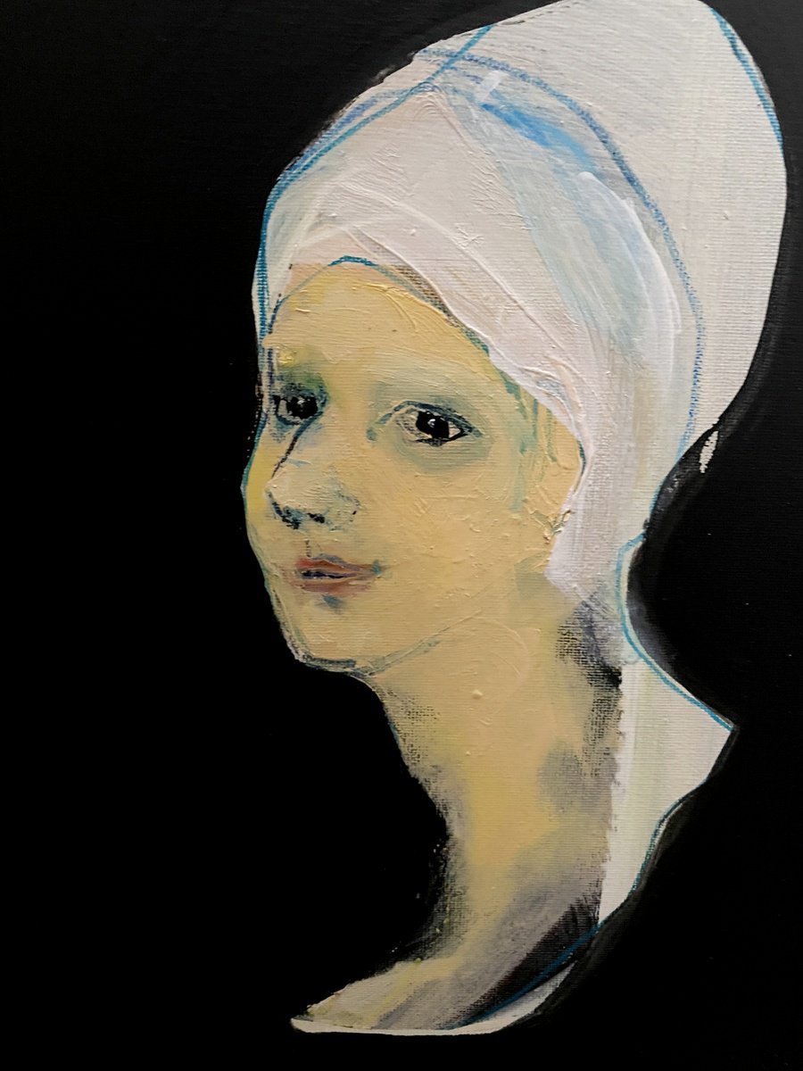 Impressionistic Portrait Oil Painting By Francesca Candito, 10 X 13, Bianco Velo, Original Artwork