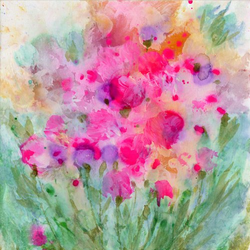 Floral Bliss 1 - Flower Painting  by Kathy Morton Stanion by Kathy Morton Stanion