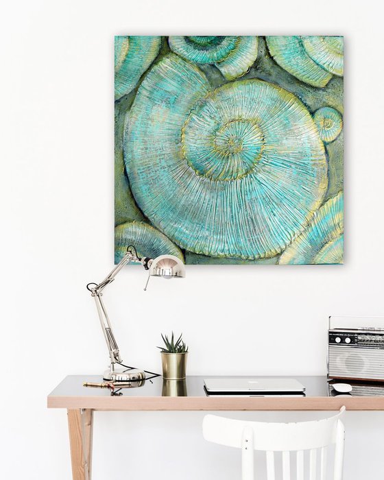 Ammonites (square canvas  - ready to hang)