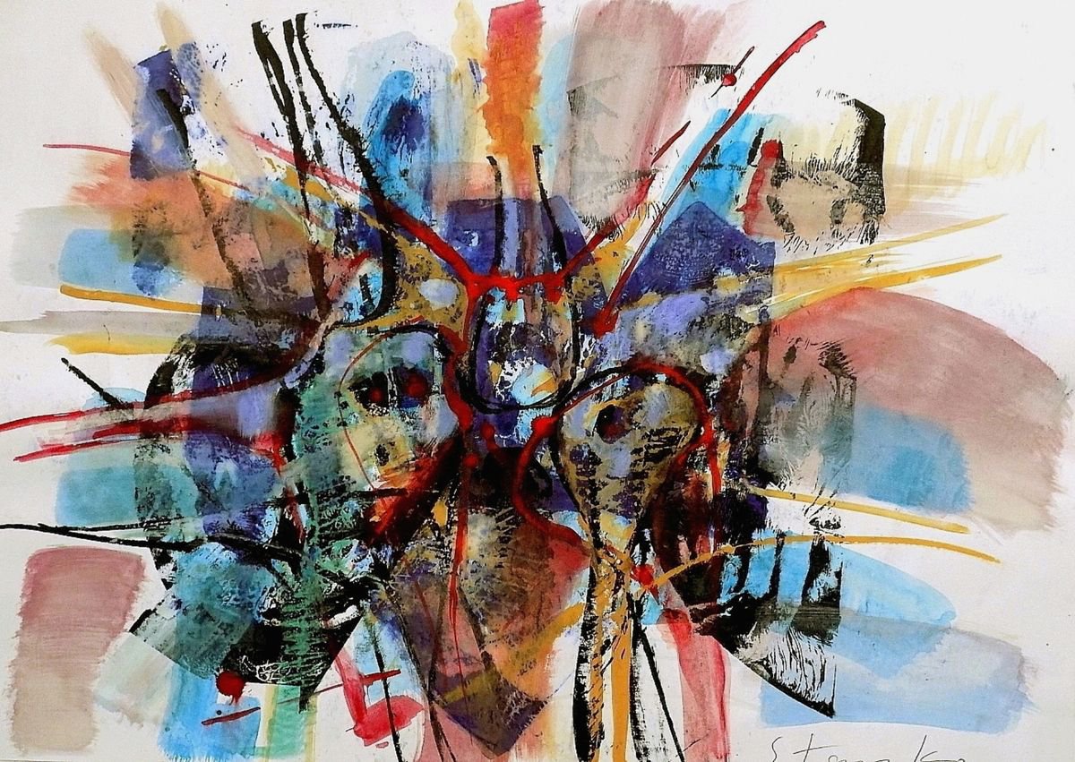 Abstract Acrylic Painting By Stanislav Bojankov, 28 X 20", Caprice-Xix(Paganini), Original Artwork