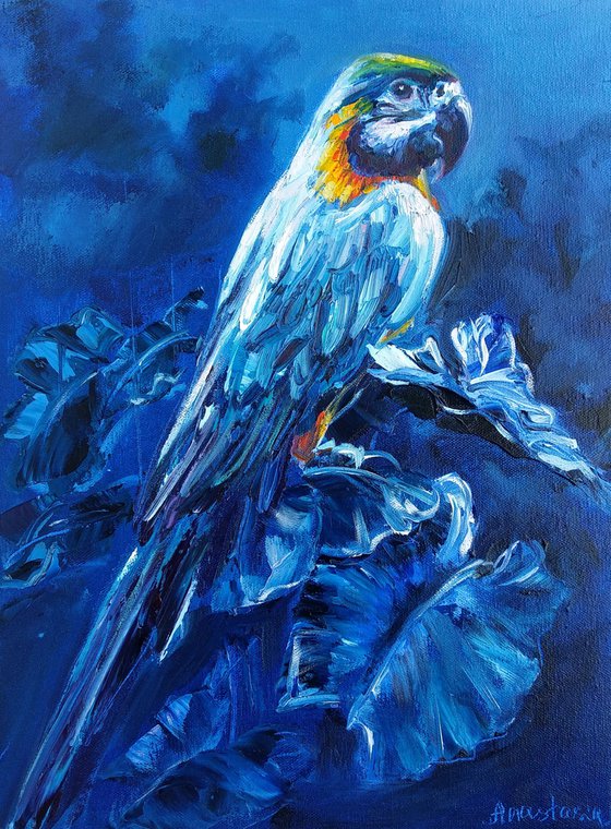 Parrot Bird Art Nature Blue painting Night time Wildlife