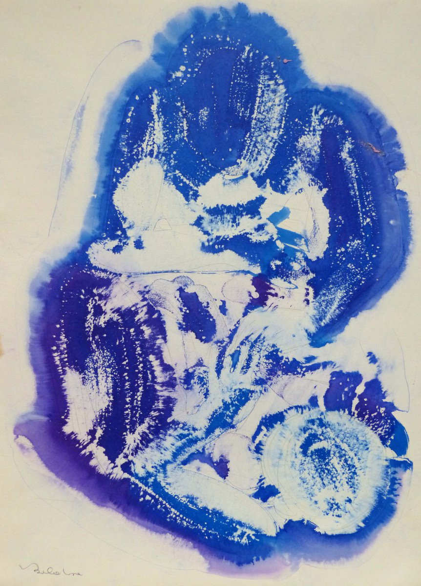 Abstract Portrait Ink Drawing By Frederic Belaubre, 17 X 23, Maternity Dn3, Original Artwork