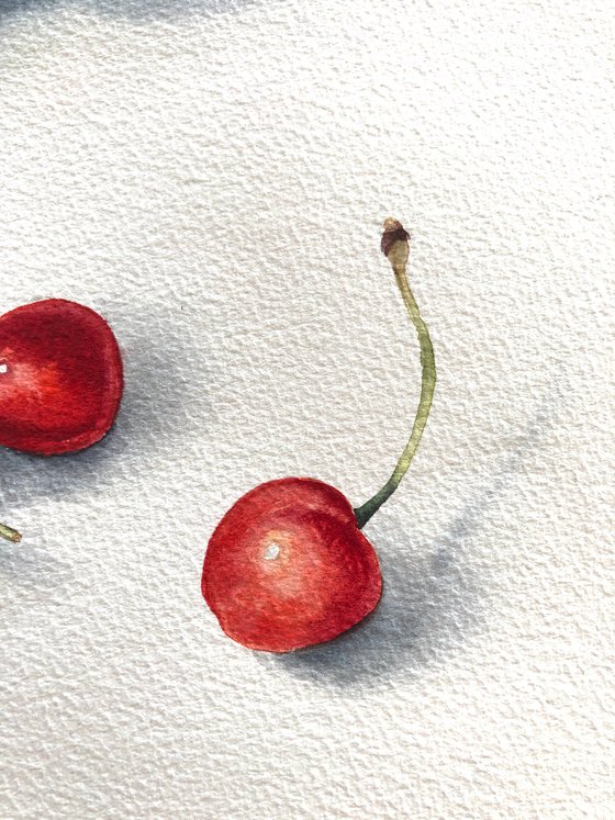 Cherries from my garden 2022. Original watercolour arwork.