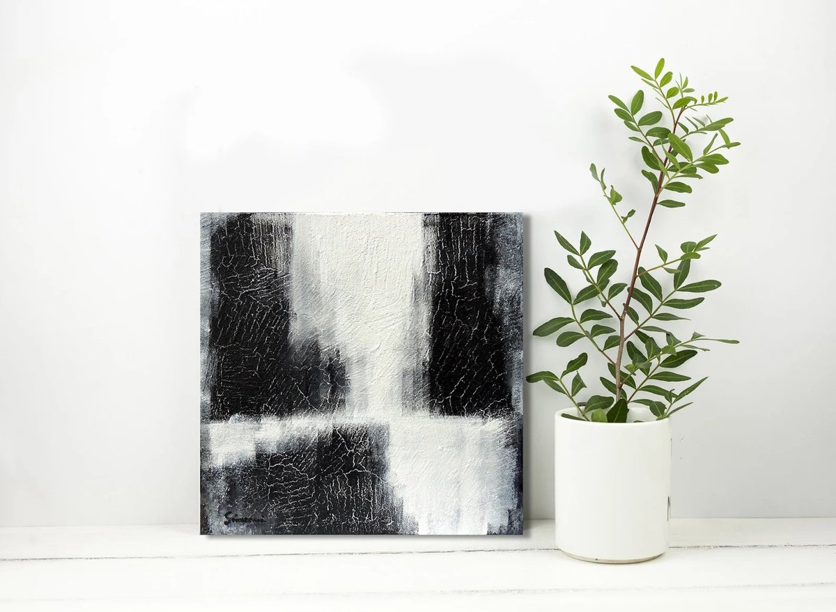 Urban And Pop Abstract Painting By Cristina Simeoni, 12 X 12, Winter Day, Original Artwork