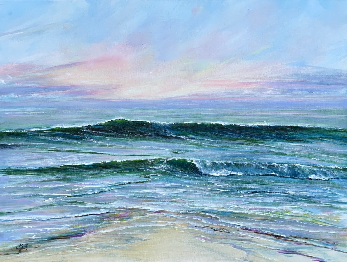 Impressionistic Landscape Oil Painting By Sandra Gebhardt-Hoepfner, 31 X 24", Finally There, Original Artwork