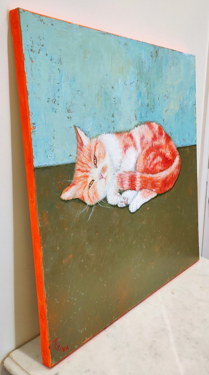 Impressionistic Animal Oil Painting By Albina Urbanek, 24 X 24, Nala, Original Artwork