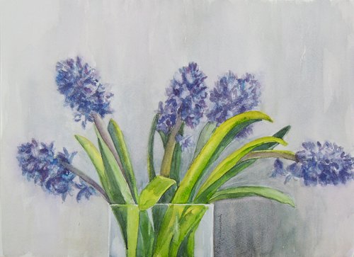 Purple Hyacinths by Krystyna Szczepanowski
