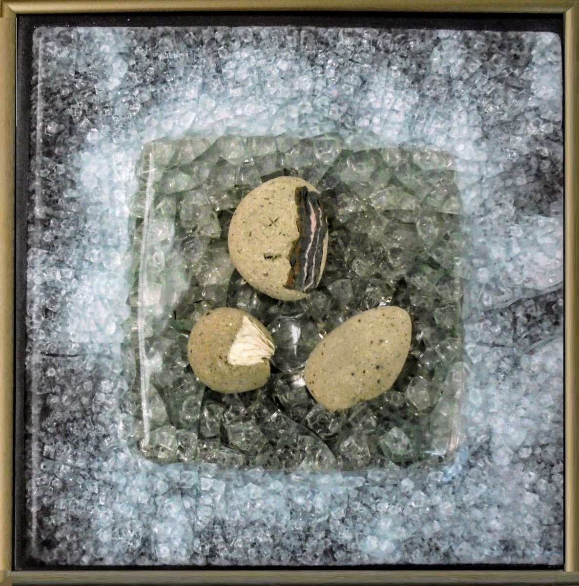 Abstract Relief By Rossitza Trendafilova, 8 X 8", "Three", Original Artwork