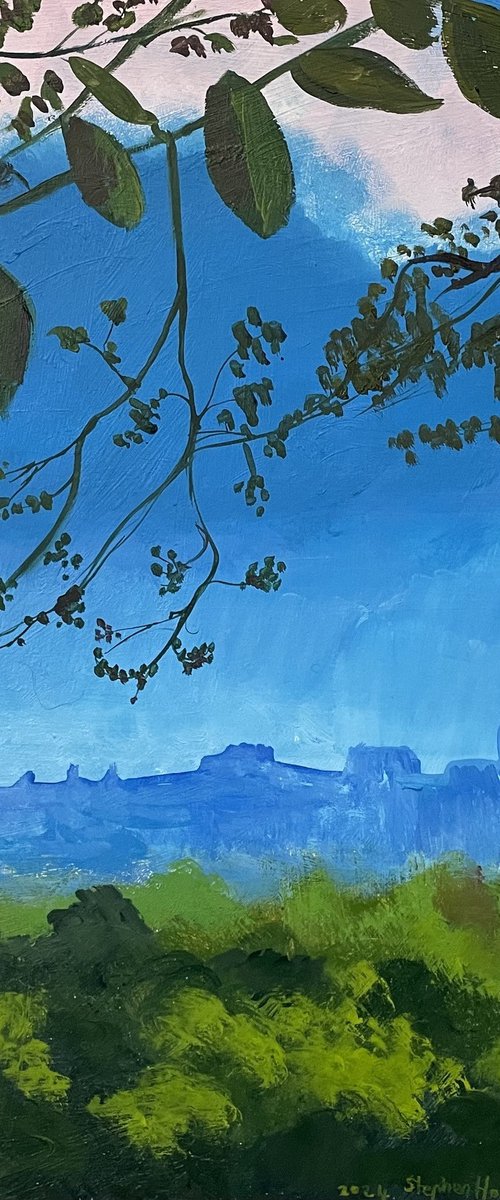 Edinburgh skyline over trees by Stephen Howard Harrison