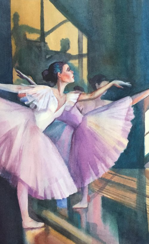 "Ballet class". Dancing ballerinas by Natalia Veyner