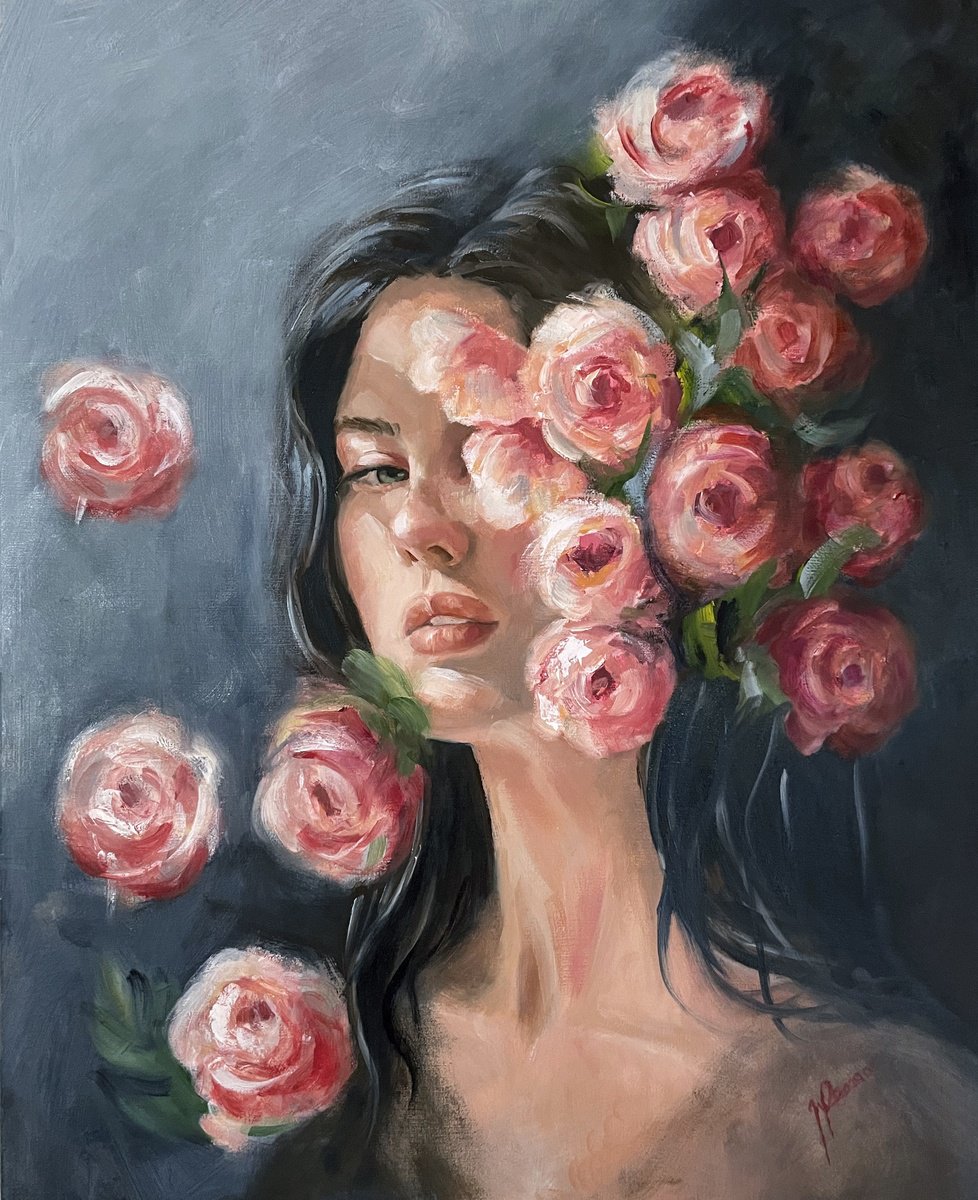 Portrait In Bloom By Maria Romano, 16 X 20, Artwork For Sale On Artfinder