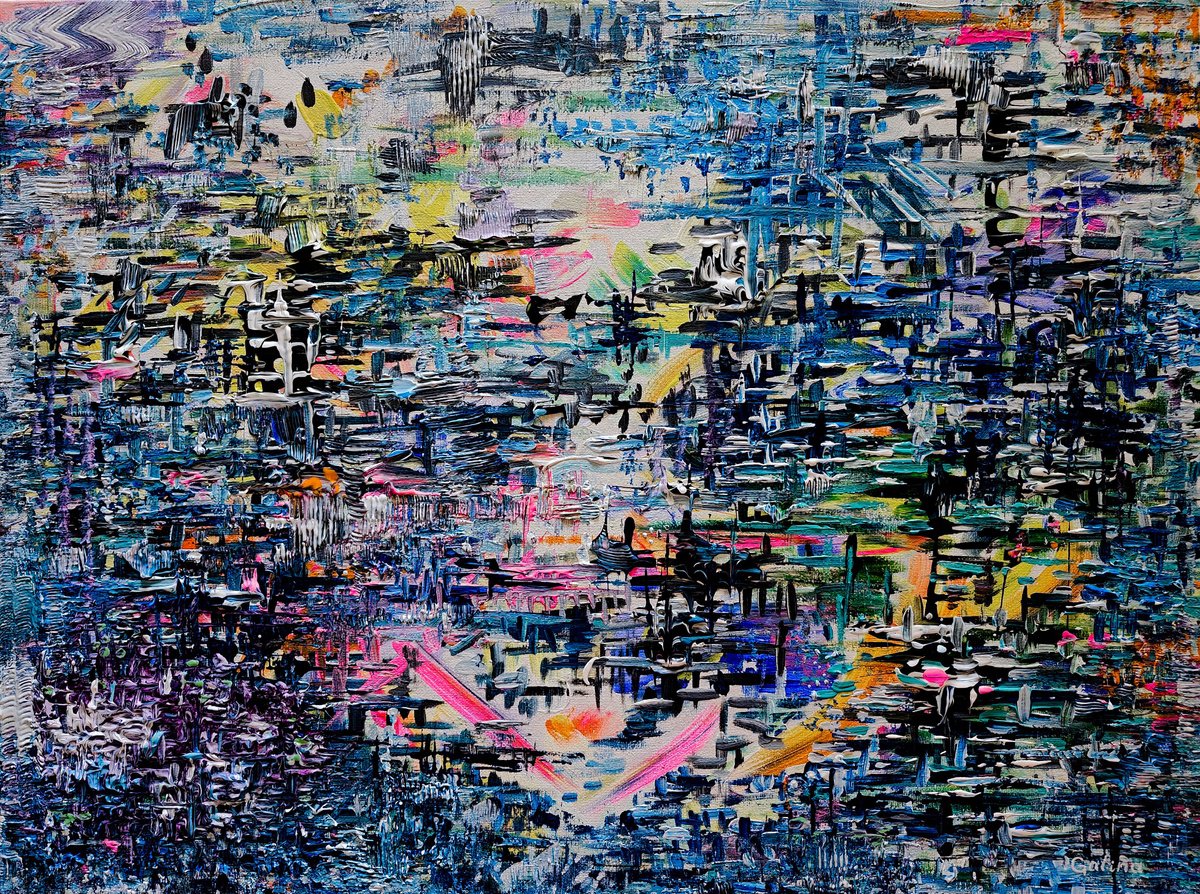 Expressive Abstract Acrylic Painting By Galina Victoria, 24 X 18, Natural Vibrations 180724, Original Artwork