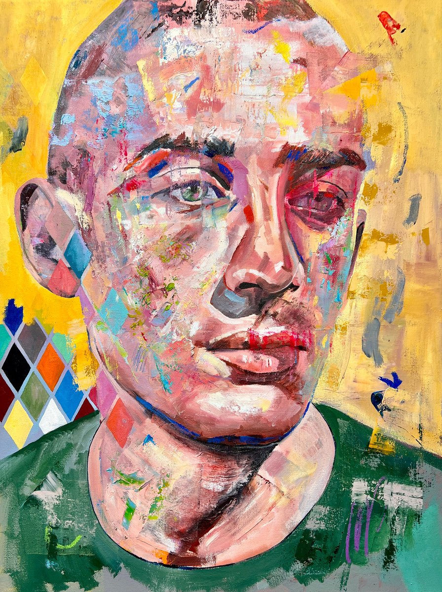 Expressive Portrait Oil Painting By Jonathan Mcafee, 18 X 24, Bloke, Original Artwork