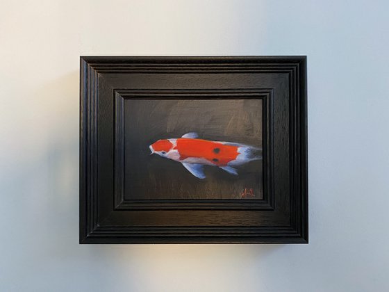 Original oil painting Koi Carp Fish Minimalist Contemporary Artwork