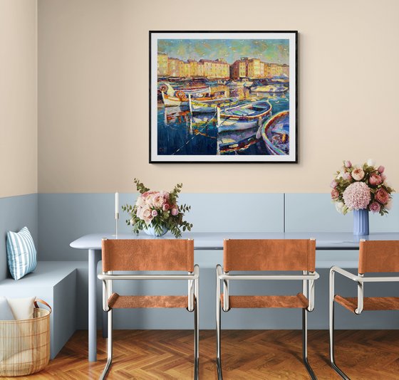 ""Boats at the pier""