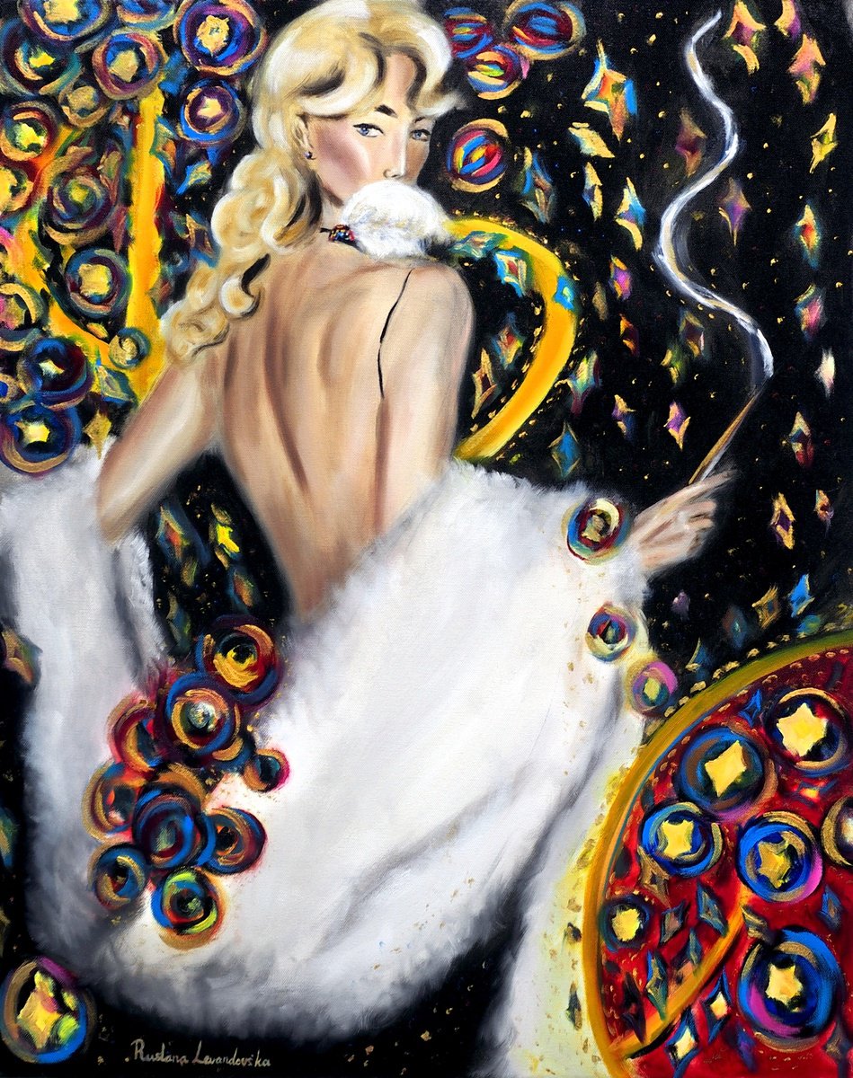 Surrealistic Cityscapes Oil Painting By Ruslana Levandovska, 24 X 30", Night Star, Original Artwork