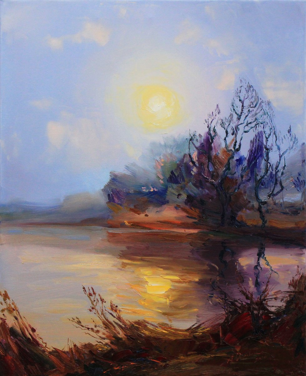 Nature harmony in morning by the river by Alisa Onipchenko-Cherniakovska