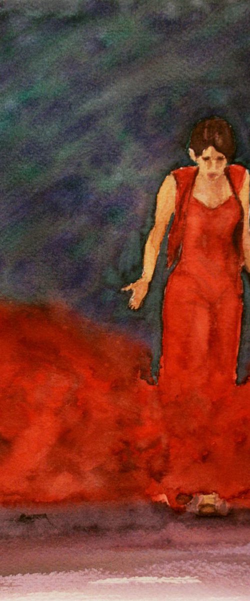 Flamenco Dancer II / Original Painting / emotion in the portrait / color harmony of watercolor / a gift for you by Salana Art