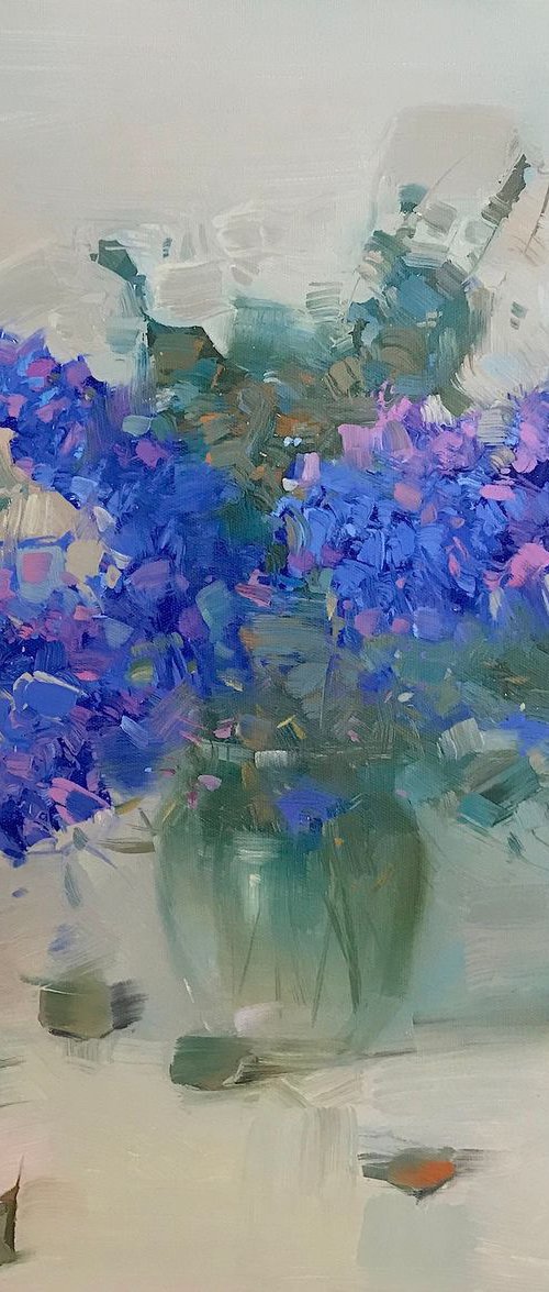 Lilacs, Oil painting, One of a kind, Handmade artwork by Vahe Yeremyan