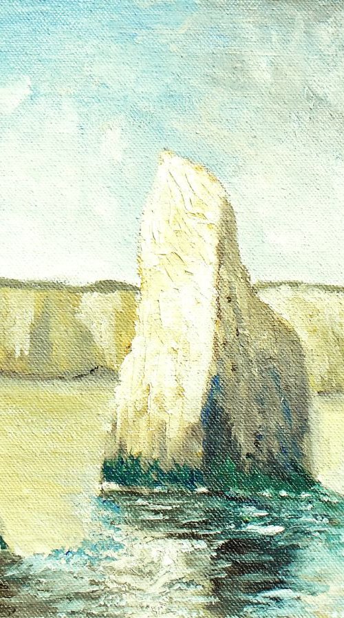 Chalk stacks at Botany Bay, Kent - An original oil painting on board. Lovely Gift! by Julian Lovegrove Art