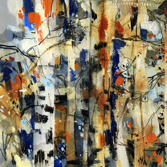 Wonderful Forest n.2 Abstract Mixed Media Painting