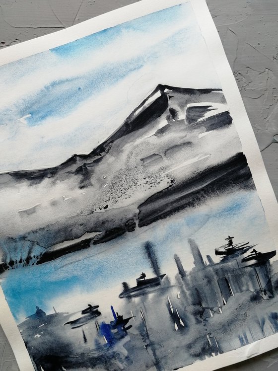 Moutain range painting