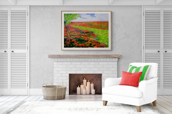 red landscape original oil paintings on canvas 91x121cm