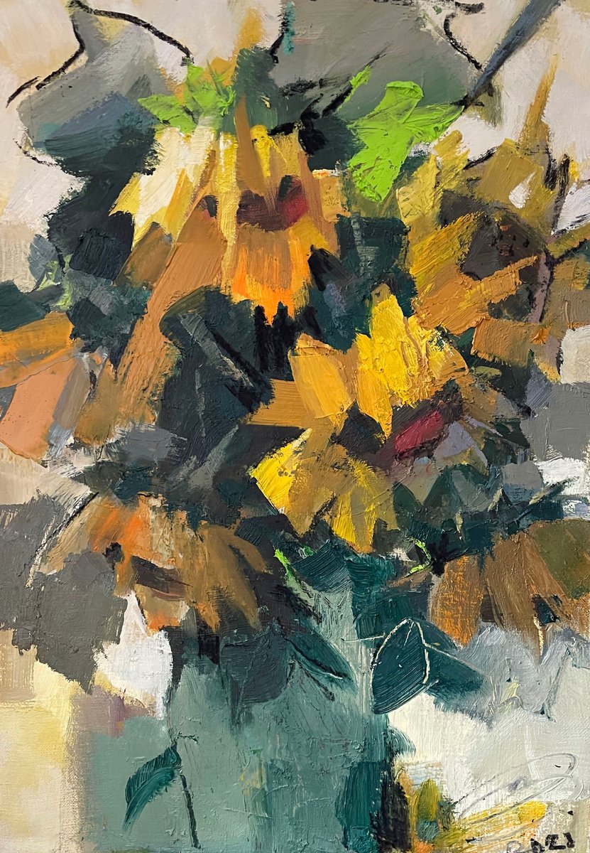 Expressive Botanical Oil Painting By Igor Yuryev, 16 X 24, Gift No. 9, Original Artwork