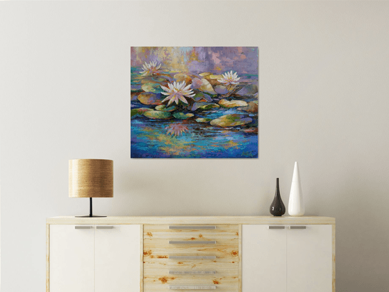 Waterlilies Pond - large Original oil Painting on Canvas