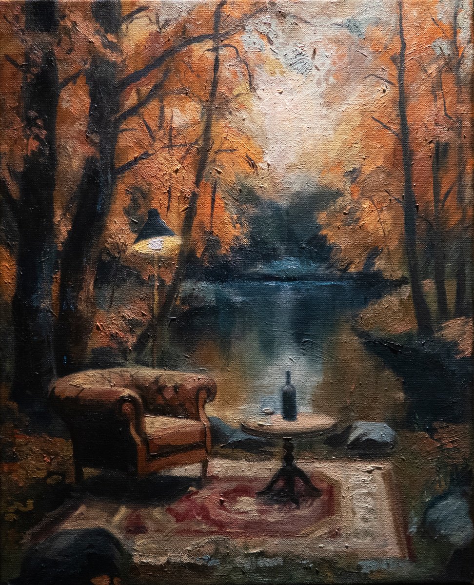 Impressionistic Landscape Oil Painting By Roeland Kneepkens, 16 X 20", Autumn