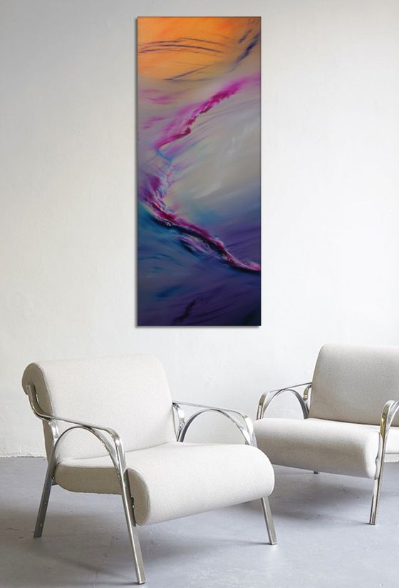 Distracted dream III, 40x100 cm, Deep edge, LARGE XL, Original abstract painting, oil on canvas