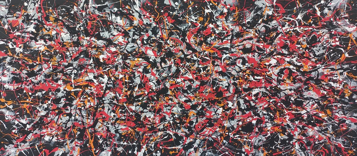 Abstract Acrylic Painting By Max Yaskin, 85 X 39", Expression 12 By M.y., Original Artwork