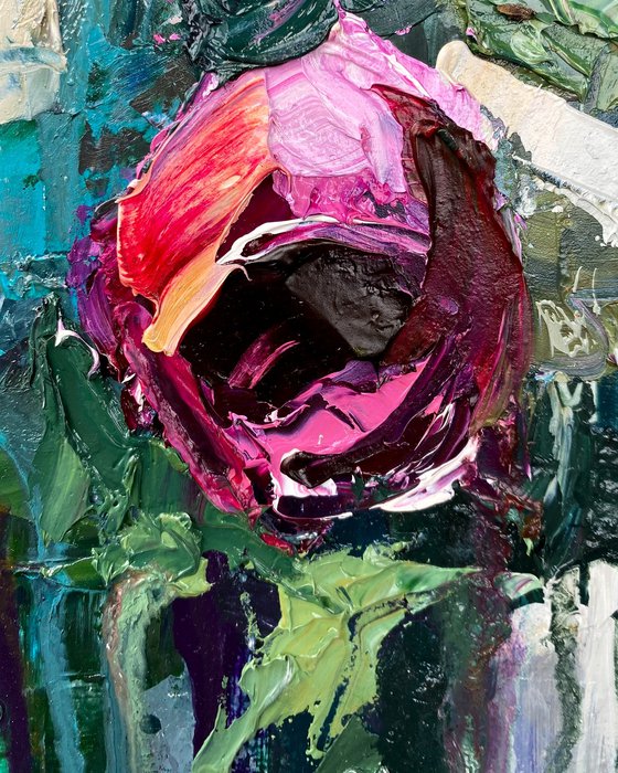 Red Roses Textured Painting