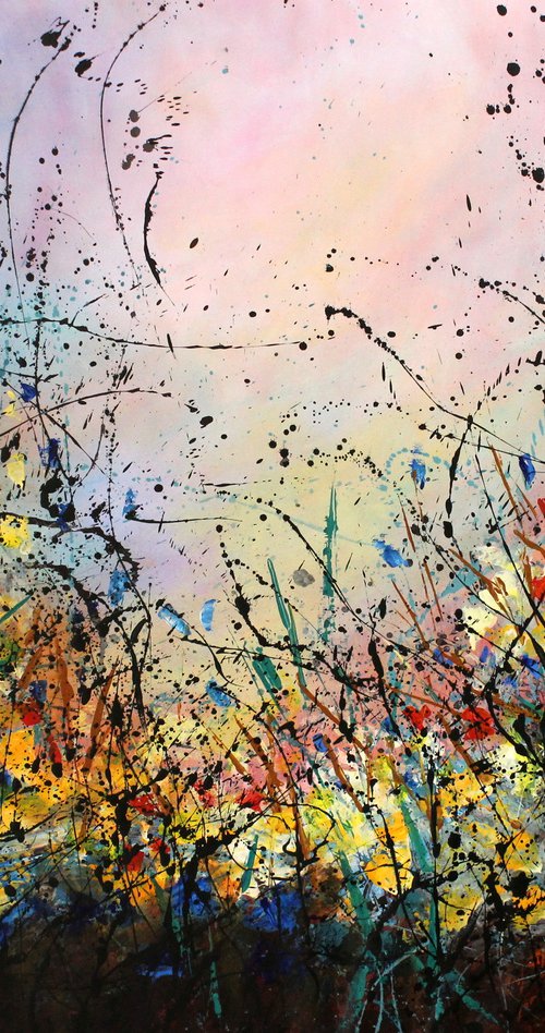 Henna  - Super sized original floral landscape by Cecilia Frigati