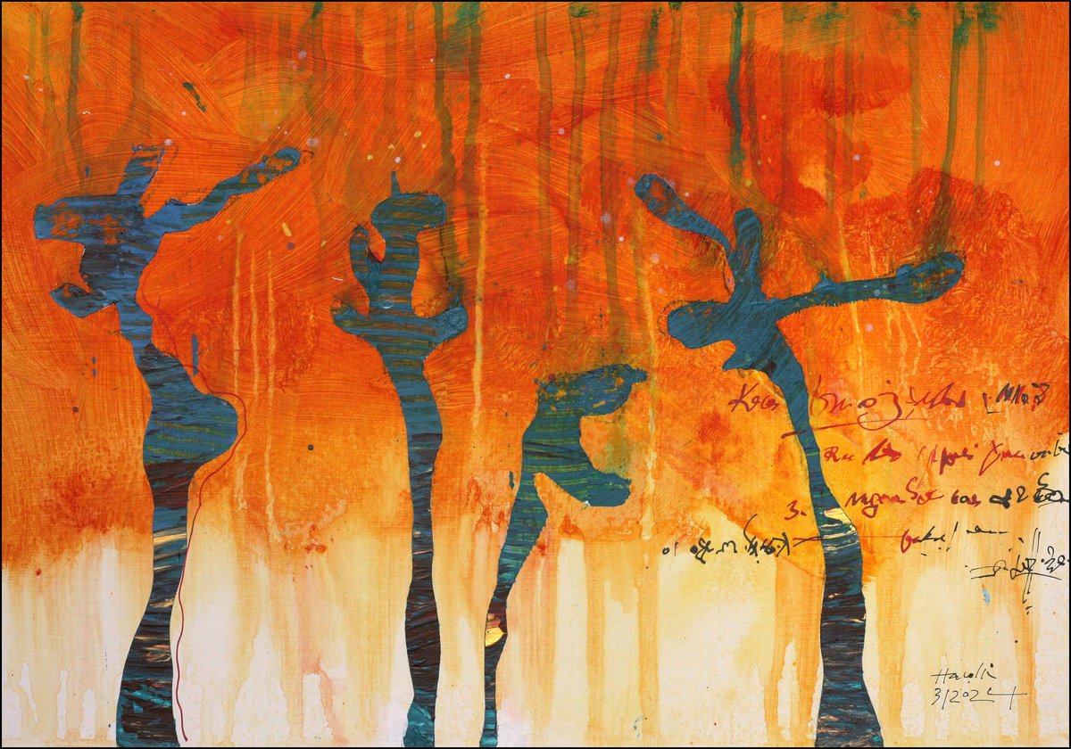 Landscape Acrylic Painting By Jiri Havlik, 20 X 14, Warm Evening, Original Artwork