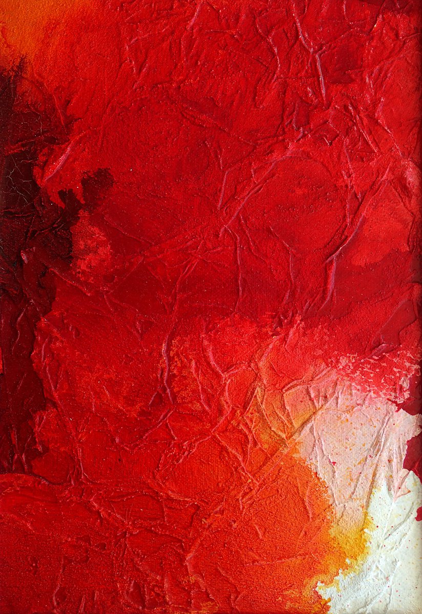 Abstract No. 13920-2 textured red by Anita Kaufmann