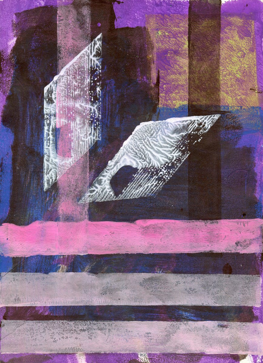 Abstract Limited Edition Print By Elizabeth Anne Fox, 9 X 12, Purple City, Original Artwork